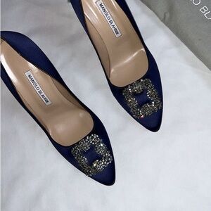 Manolo Blahnik Navy Heels with Sparkling Accents
